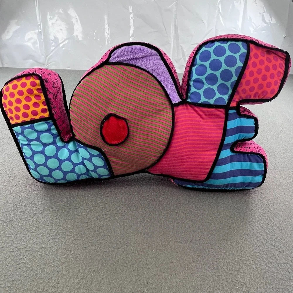 LOVE Patchwork Decorative Pillow Multicolor Plush Bohemian Eclectic Home Decor